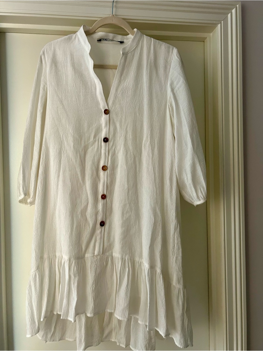 Zara White Ruffle-Hem Tunic Dress